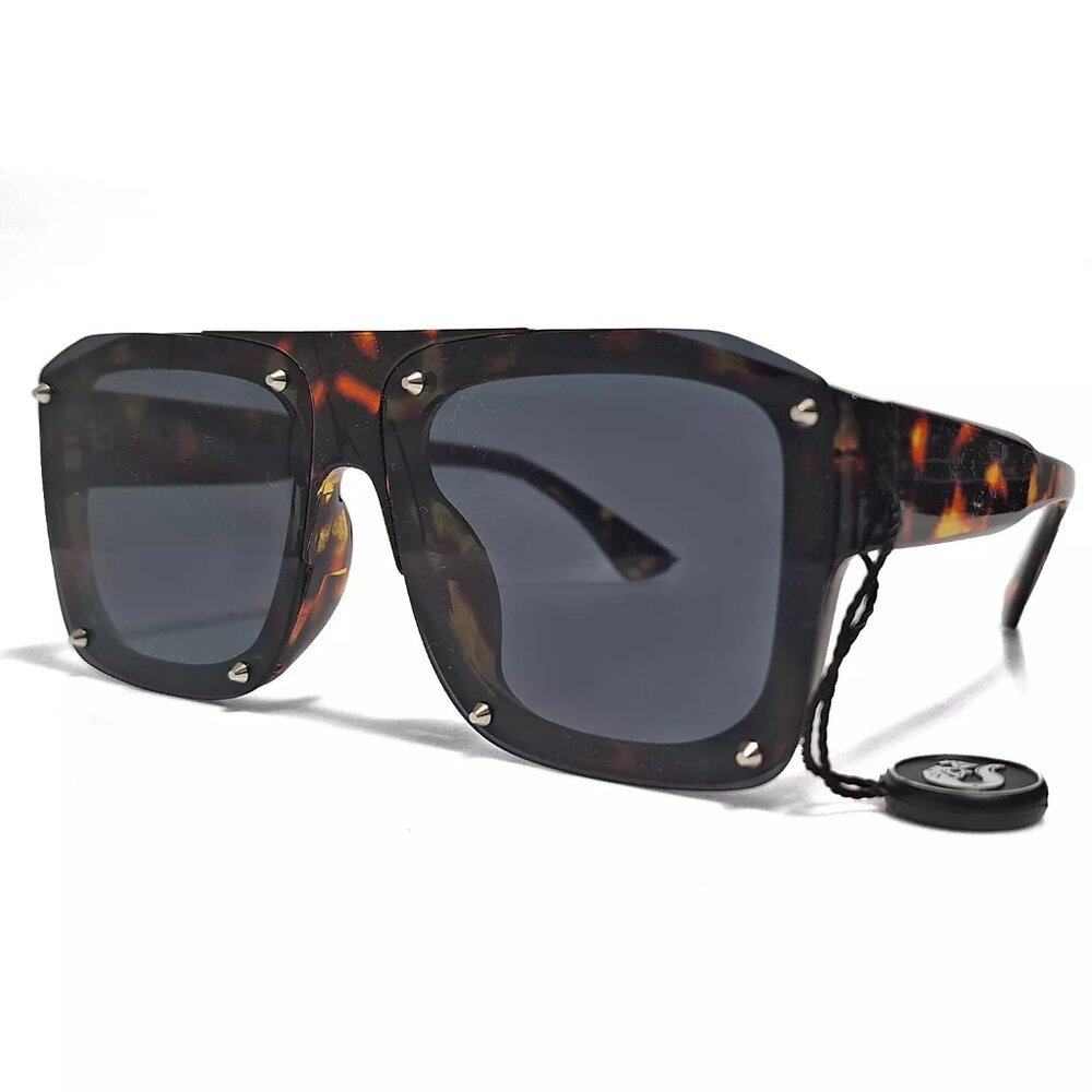 Stylish Rectangular Shield Sunglasses With Havana… - image 3